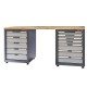 Werkbank Elite-Line 217 x 55,5 x 96 cm. met 12 laden en hardhouten blad.